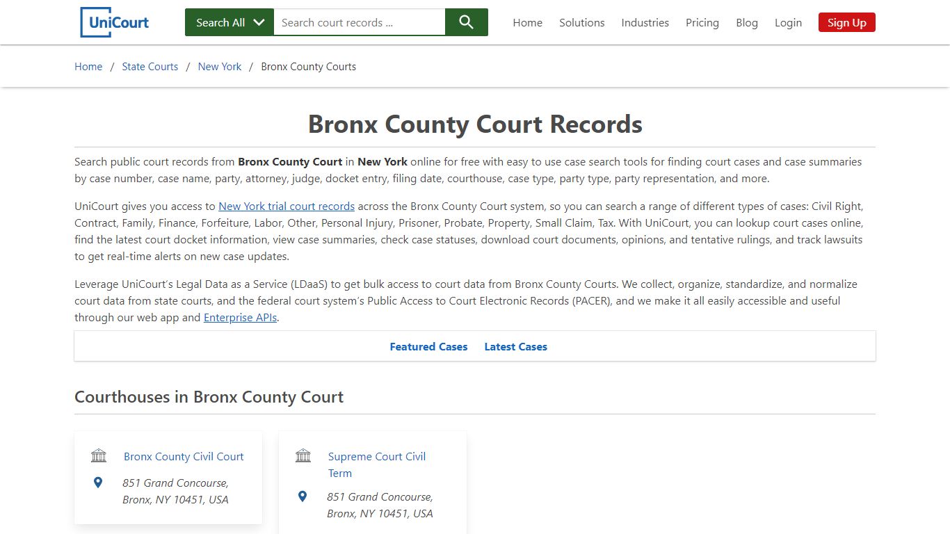 Bronx County Court Records & Case Search | New York - UniCourt